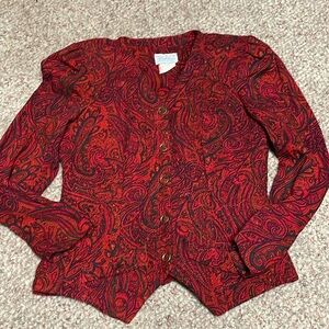 Vintage 80s quilted paisley blazer with shoulder pads in excellent condition